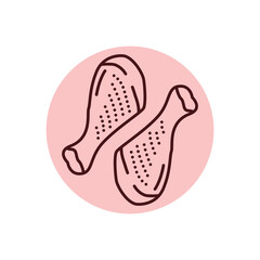 Chicken legs color line icon. Cutting meat.