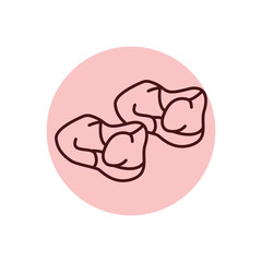 Chicken stomachs color line icon. Cutting meat.