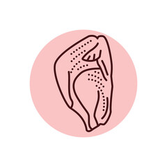 Turkey carcass color line icon. Cutting meat.