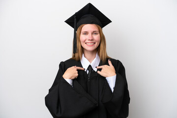 Young university graduate English woman isolated on white background with surprise facial expression