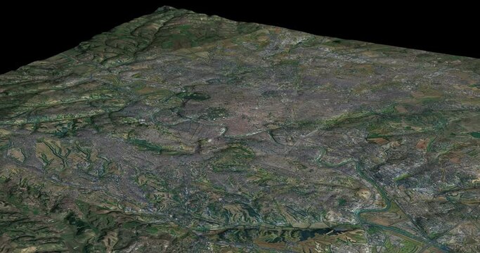 Rome map rotate 360 loop ccw with 3d relief 4K satellite ground height