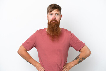 Obraz premium Redhead man with long beard isolated on white background angry