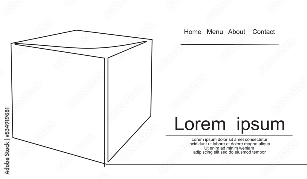 Poster cube vector icon.continuous line drawing