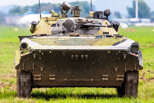 Ostrava Czech Republic 2022-09-15
The BMP-2  is an amphibious infantry fighting vehicle introduced in the 1980s in the Soviet Union, following on from the BMP-1 of the 1960s.