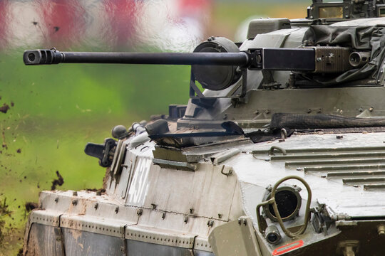 Ostrava Czech Republic 2022-09-15
The BMP-2  is an amphibious infantry fighting vehicle introduced in the 1980s in the Soviet Union, following on from the BMP-1 of the 1960s.