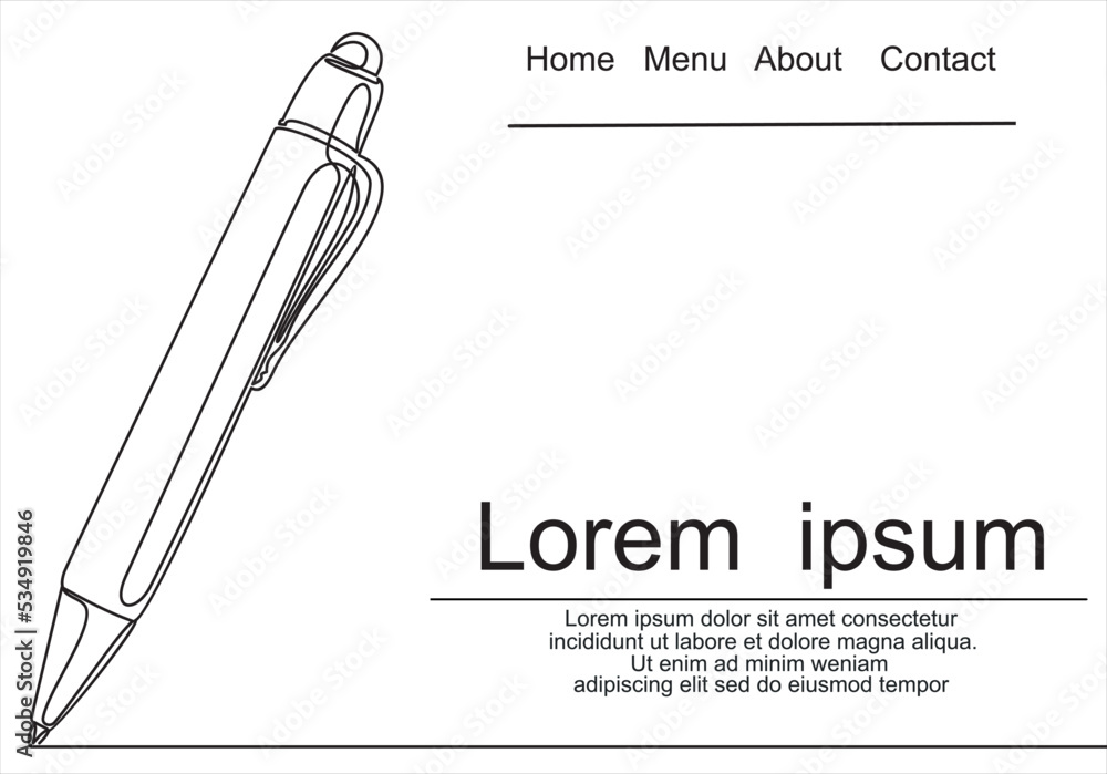 Poster pen line icon-continuous line vector drawing.