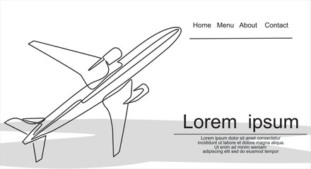 One line illustration. Traveling concept. line plane. 