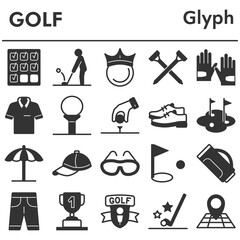 Golf icons set - icon, illustration on white background, glyph style