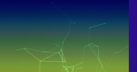 Images of network of connections on blue and yellow background