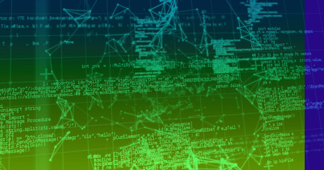 Image of network of connections over data processing