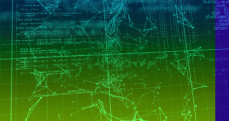 Image of network of connections over data processing