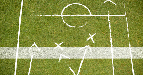 Image of game plan over green background