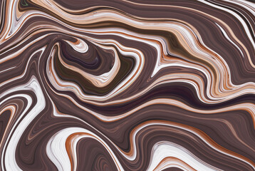 Striped painted brown background, dark texture with bright colorful lines. Creative psychedelic design. Modern backdrop, flowing effect. Graphic pattern. Flow of liquid paint. Art marbled decoration.