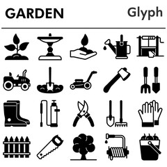Garden icons set - icon, illustration on white background, glyph style