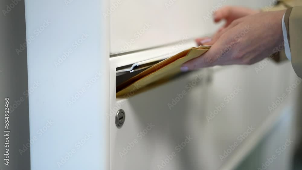 Wall mural postbox envelope mail delivery. inserting letter