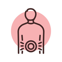 Back pain olor line icon. Pictogram for web page