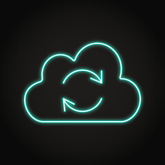 Cloud synchronization neon icon in line style