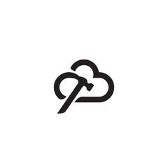 Cloud and Hammer logo or icon design