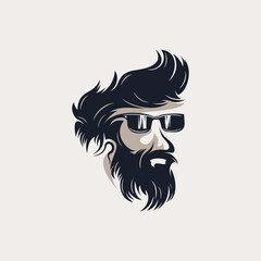 Beard barber vector logo illustration