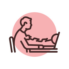 Computer addiction olor line icon. Pictogram for web page