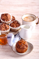 Carrot and rye muffins with raisin,
