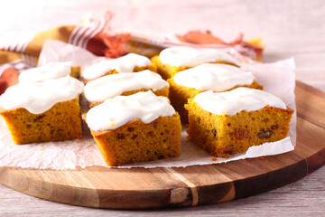 Raisin and nut pumpkin bars