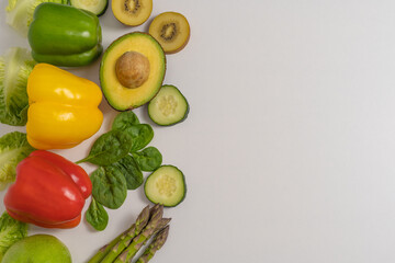 healthy vegetables on white background and text space