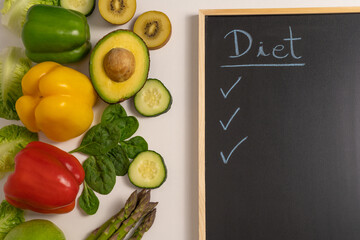 healthy vegetables and Notepad