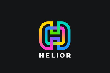 Letter H Logo Design Loop Infinite vector template Colorful Linear style. Monogram Logotype Looped Infinity Line shape concept icon.