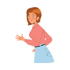 Young Woman Character with Outstretched Hand Giving Support Demonstrating Attention and Empathy Vector Illustration