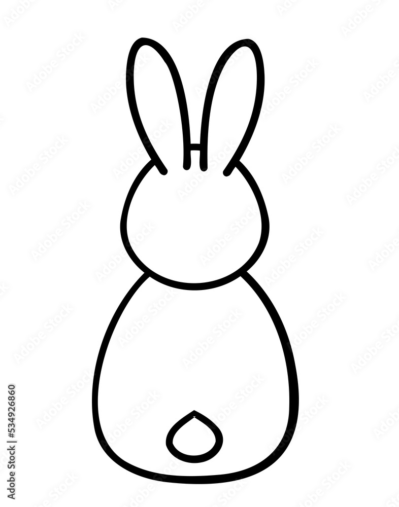 Wall mural Cartoon bunny line art illustration. PNG with transparent background.