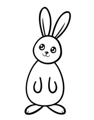 Cartoon bunny line art illustration. PNG with transparent background.