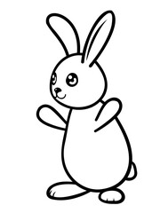Cartoon bunny line art illustration. PNG with transparent background.
