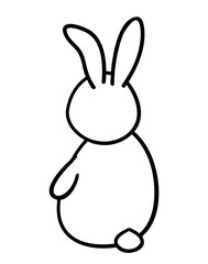 Cartoon bunny line art illustration. PNG with transparent background.