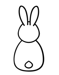 Cartoon bunny line art illustration. PNG with transparent background.