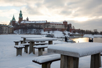 Royal Wawel Castle on in winter time