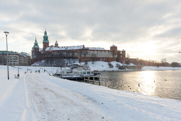 Royal Wawel Castle on in winter time