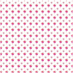 Seamless floral pattern of hand drawn stylised Fuchsia flowers of bright and pastel colours on white background