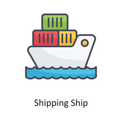 Obraz premium Shipping Ship Filled OutlineVector Icon Design illustration on White background. EPS 10 File 