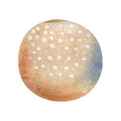 Watercolor abstract circle in blue yellow colors for background, textile, designs