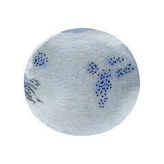 Watercolor abstract circle in blue yellow colors for background, textile, designs