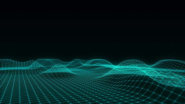 Mountain wireframe landscape. Technology polygonal terrain. Futuristic blue background. 3d rendering.