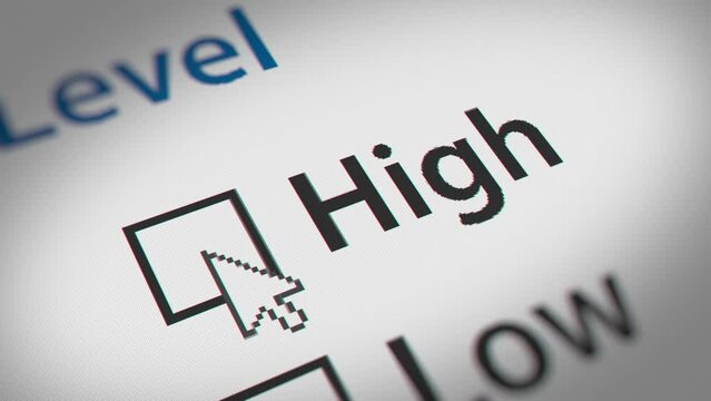 Mouse Cursor Checking High and Low Checkbox Marking Survey Option on White  Background