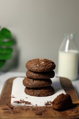 Chocolate soft cookie with sprinkle of sea salt on the top
