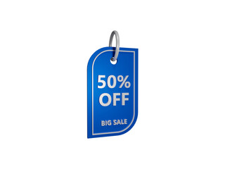 50 percent off discount big sale 3d rendering transparent background
