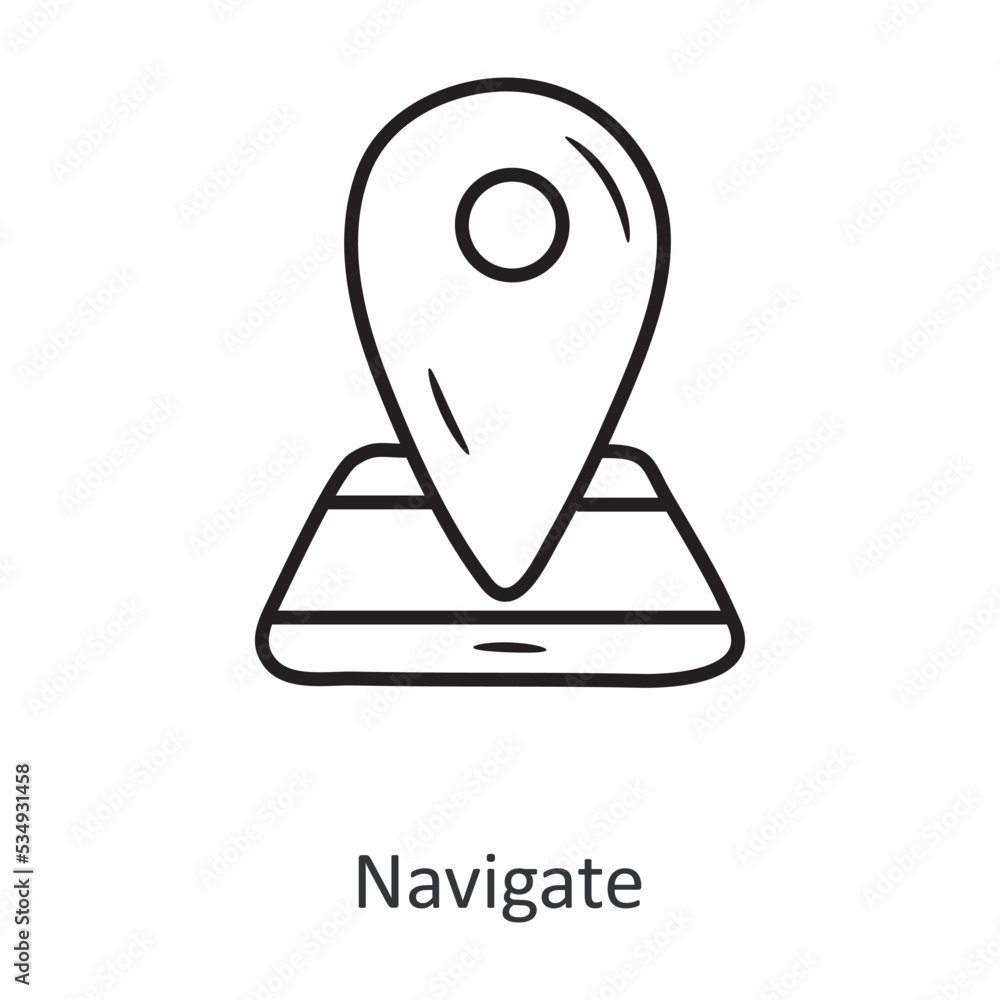 Poster navigate vector outline icon design illustration. travel symbol on white background eps 10 file