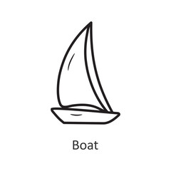 Boat Vector outline Icon Design illustration. Travel Symbol on White background EPS 10 File