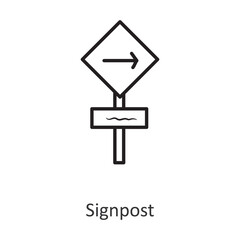 Signpost Vector outline Icon Design illustration. Travel Symbol on White background EPS 10 File