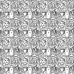 Seamless halloween pattern. Doodle vector halloween background