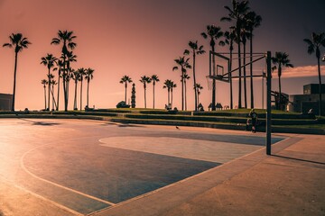 Venice beach basketball court Usa  - Powered by Adobe